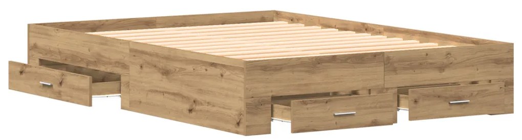 fiókos ágykeret Műanyag tölgy Szerelt fa 160 x 200 cm Tárolás