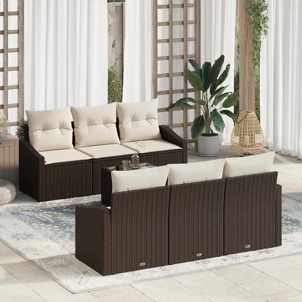 Kerti Kanapé Szett párnával 7 pcs Barna és Krém 55 x 55 x 37 cm
