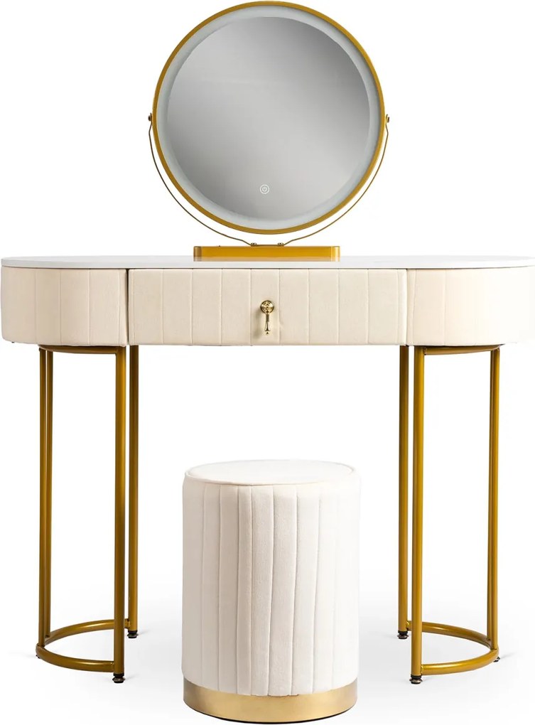 ASHLEY fésülködőasztal bézs/arany