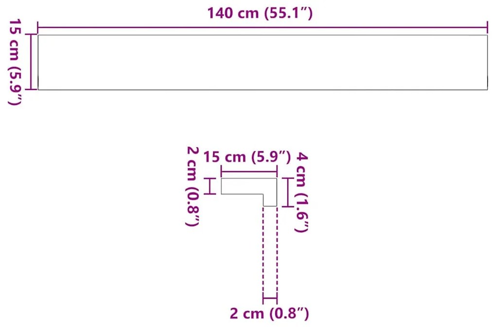 ablakpárkányok 2 db sötétbarna 140x15x2 cm tömör fa tölgyfa