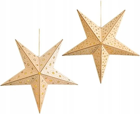 Világító LED-es csillag fából készült lógó arany