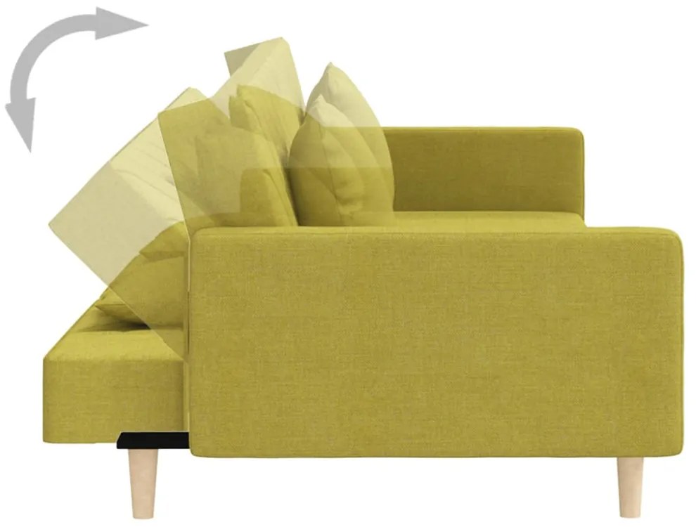 vidaXL 2 személyes zöld szövet kanapéágy két párnával