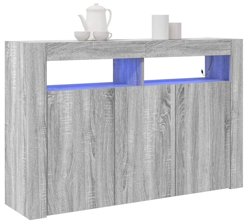 Oldalszekrény Szürke sonoma Műszaki fa 116 x 30 x 75 cm