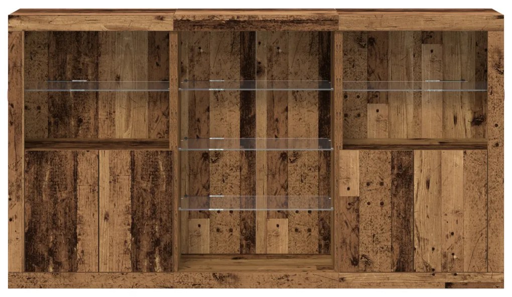 Oldalfal LED fényekkel Régi fa 181.5x37x100 cm Mérnöki fa