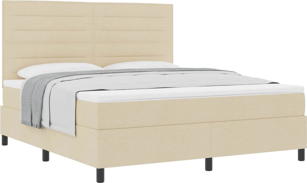 vidaXL Boxrugós ágy matracmal fejtámlával Krém 180 x 200 cm szövet