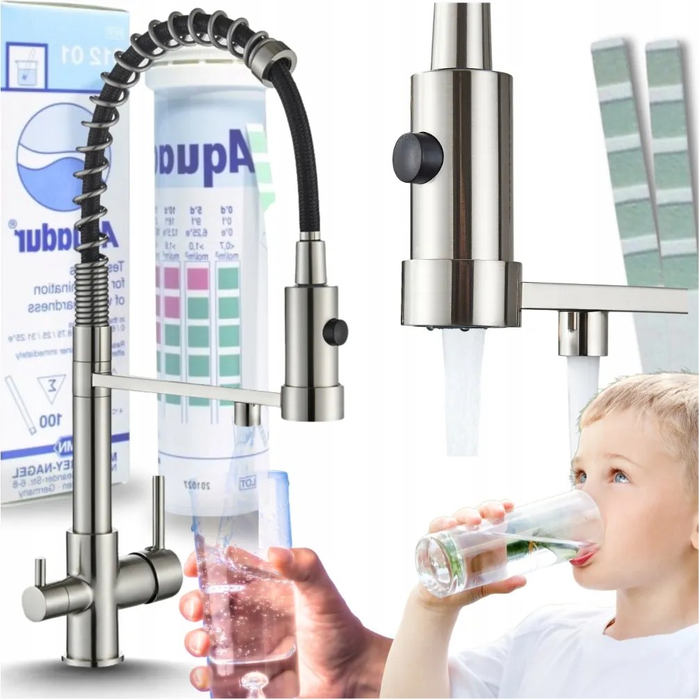 Háromutas Konyhai Csaptelep Flexibilis Mosogató Kifolyócsővel Sárgaréz Ari