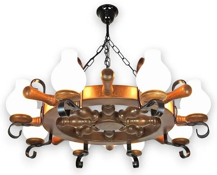 Brilagi - Csillár láncon TIMONA 8xE14/40W/230V bükkfa/dió