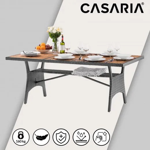 Casaria® Rattan asztal Takeo 190x90x75cm - akác