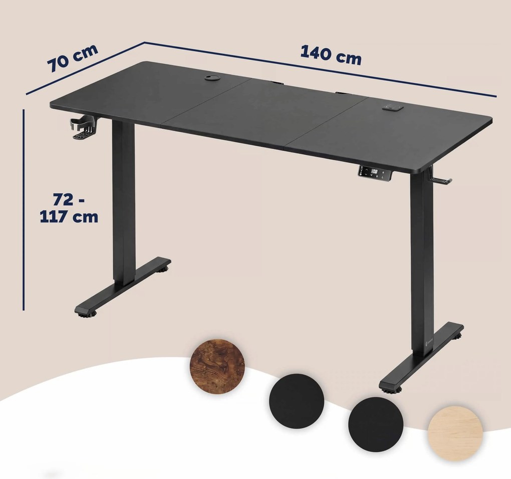 Deuba Magasságban állítható asztal 140x60x117 cm - fekete