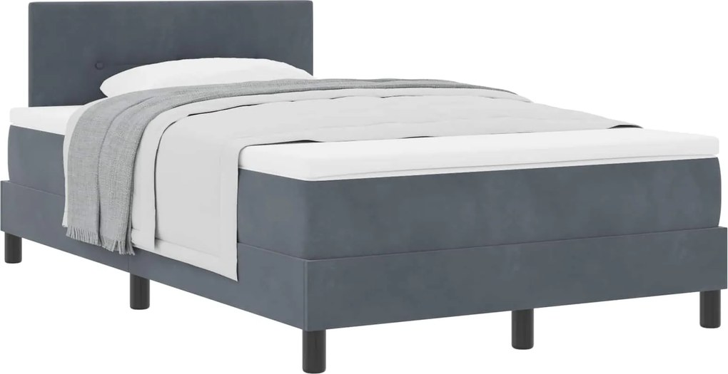 vidaXL Boxrugós ágy matracmal Sötétszürke 120 x 190 cm Bársony