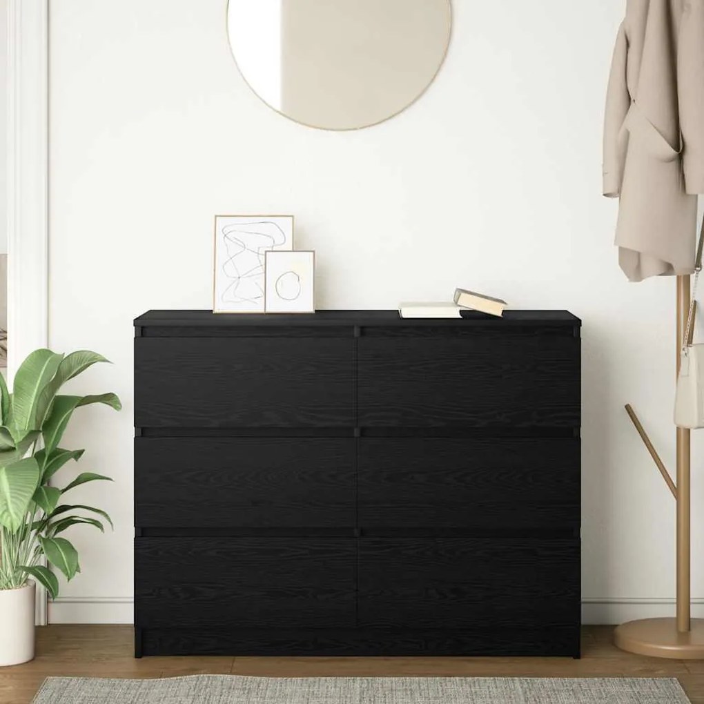 fekete tölgy szerelt fa tálalószekrény 100x35x76 cm