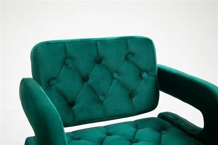 HR8403N Sötétzöld modern velúr szék arany lábbal