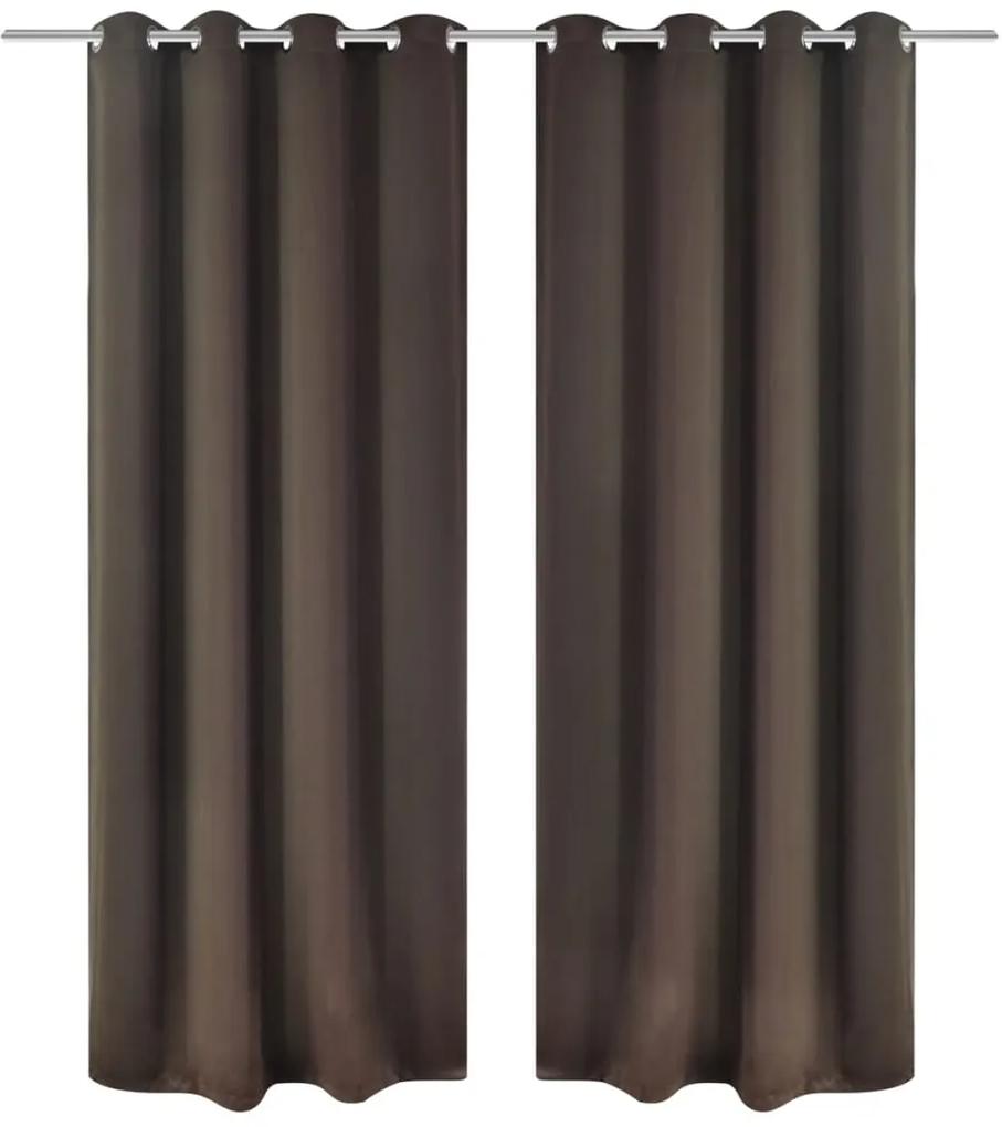 vidaXL 2 db barna sötétítőfüggöny fém függönykarikákkal 135 x 175 cm