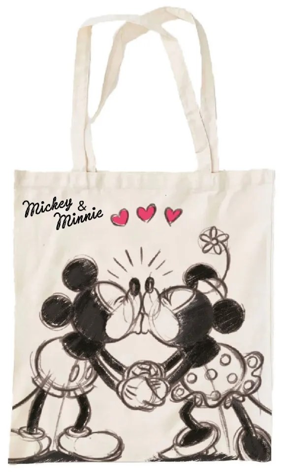 Disney Minnie Mickey Kiss vászontáska, bevásárlótáska 44 cm