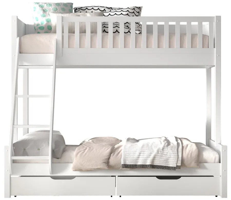 Fehér emeletes gyerekágy 140x200-90x200 cm Scott - Vipack