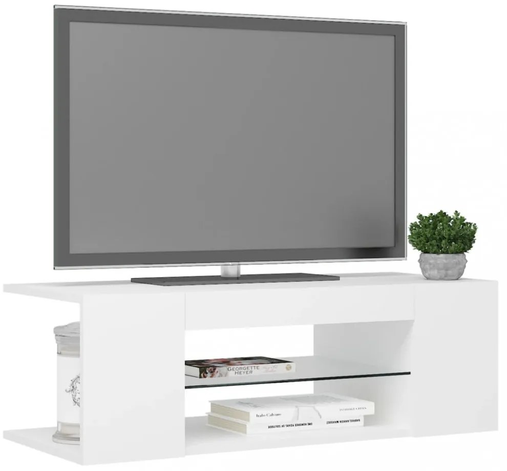 fehér TV-szekrény LED-lámpákkal 90 x 39 x 30 cm
