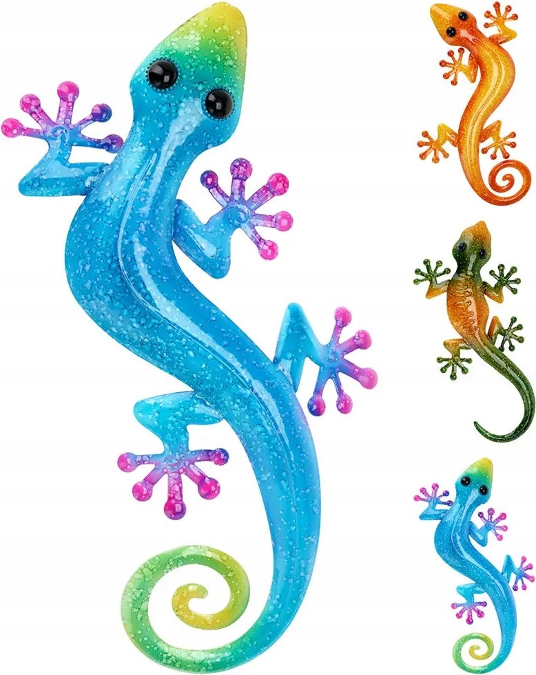 kerti dekoráció Gyík 46x23x2cm fém, 3 féle keverék