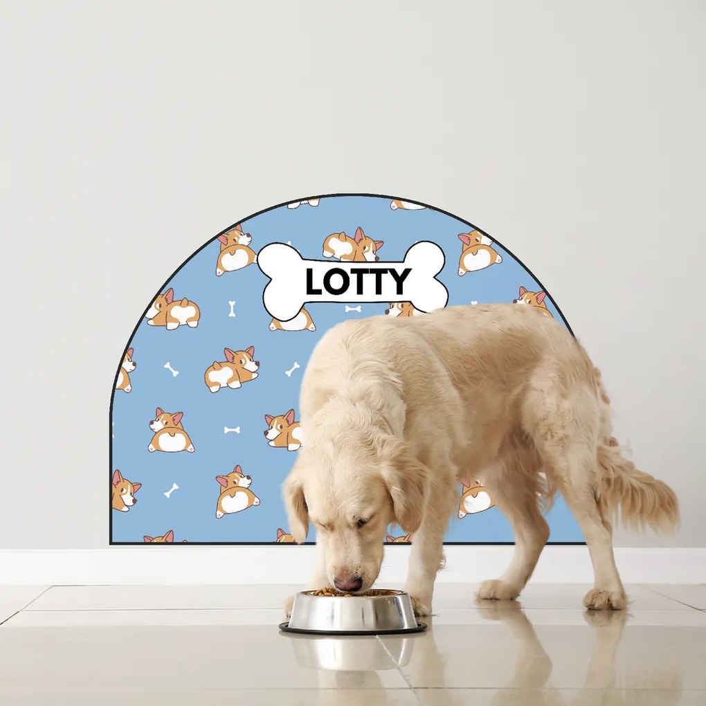 PIPPER. Védő textil falmatrica – Ív – Corgi Méret: 120x96cm, Indíték: névvel