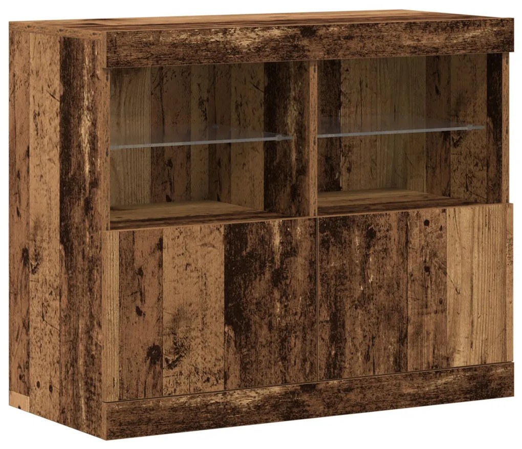 Oldalfal LED világítással Régi Fa 81x37x67 cm