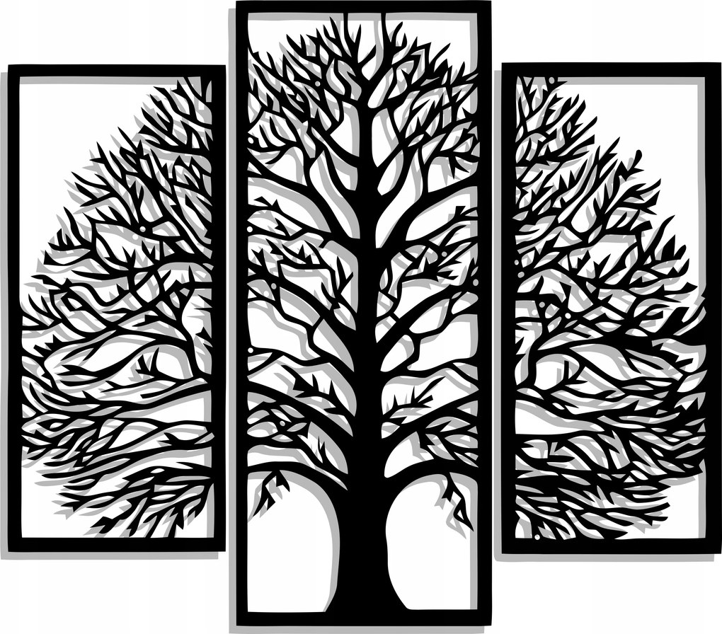 Áttört Kép Fali Panel Gyönyörű Triptichon A Nappaliba 100CM L 17 Szín