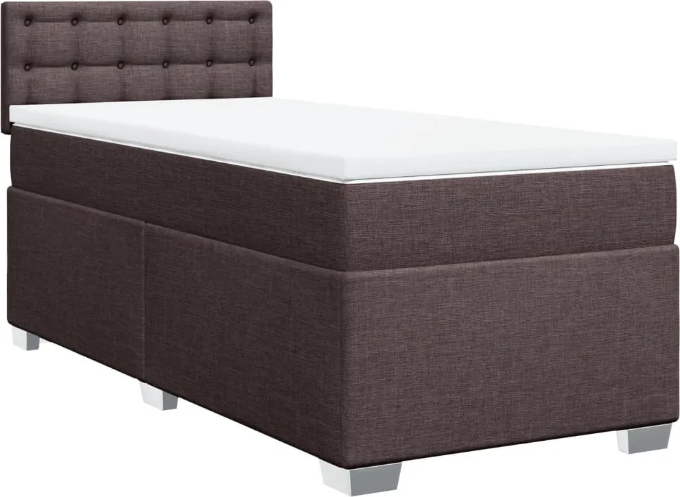 vidaXL sötétbarna szövet rugós ágy matraccal 90 x 200 cm