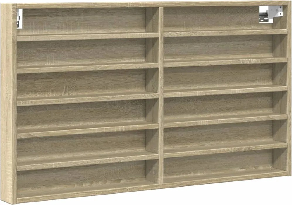 vidaXL sonoma tölgy színű szerelt fa vitrinszekrény 100 x 8,5 x 58 cm