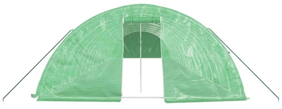 zöld acélvázas melegház 90 m² 18 x 5 x 2,3 m
