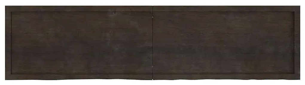 sötétbarna kezelt tömör fa fürdőszobai pult 200x50x(2-4) cm