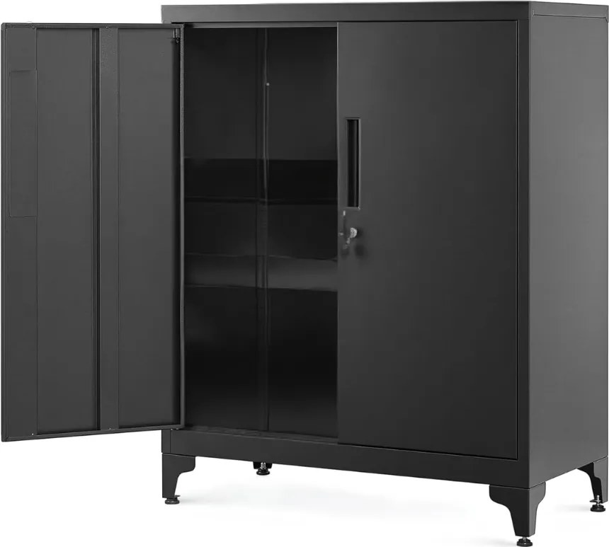 Többcélú fém szekrény RAVEN, 40x80x90 cm, fekete SongmicsHome