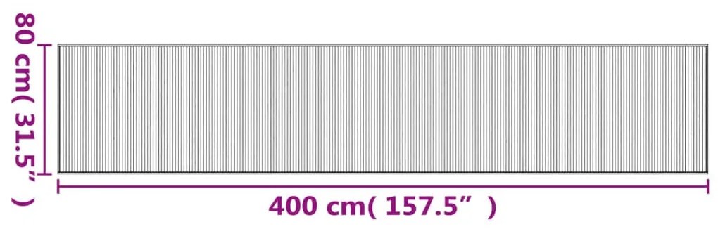 négyszögletű sötétbarna bambusz szőnyeg 80 x 400 cm