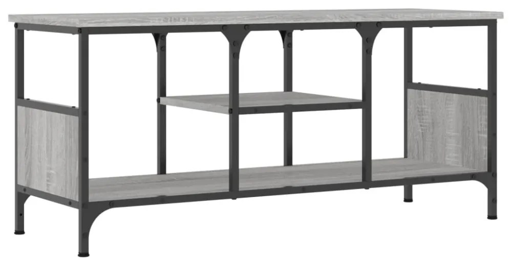 szürke sonoma színű szerelt fa és vas TV-szekrény 100x35x45 cm
