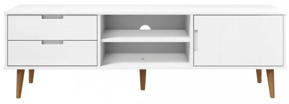 MOLDE fehér tömör fenyőfa TV-szekrény 158 x 40 x 49 cm