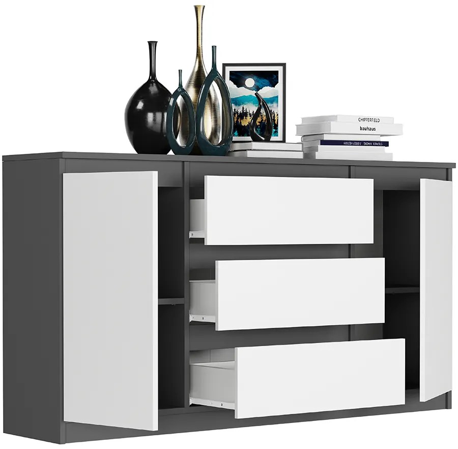 Tágas komód R-140-S3 - különböző színváltozatokban antracit mix artisan