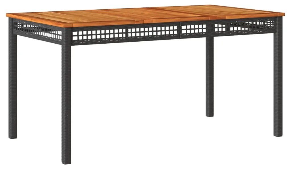 vidaXL fekete polyrattan és akácfa kerti asztal 140 x 80 x 75 cm