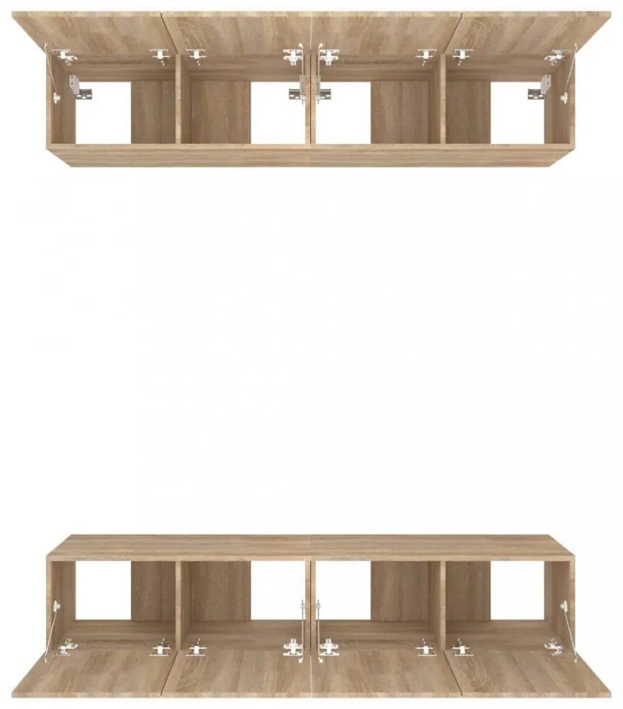 4 db sonoma-tölgy színű szerelt fa TV-szekrény 80 x 30 x 30 cm