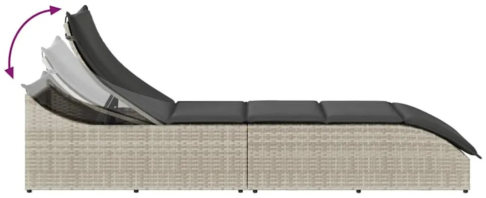 összecsukható napozóágy párnával és tárolóval polyrattan