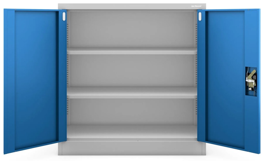 Alacsony fém irattartó szekrény BEATA, 900 x 930 x 400 mm, szürke-kék