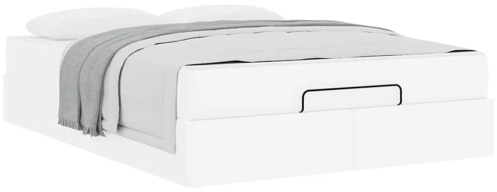 Ágykeret matraccal matracmal Tiszta fehér 140 x 190 cm Műbőr