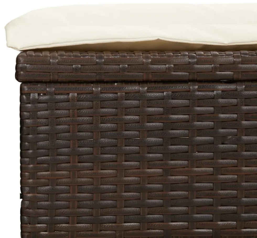 barna polyrattan napozóágy összecsukható tetővel 213x63x97 cm