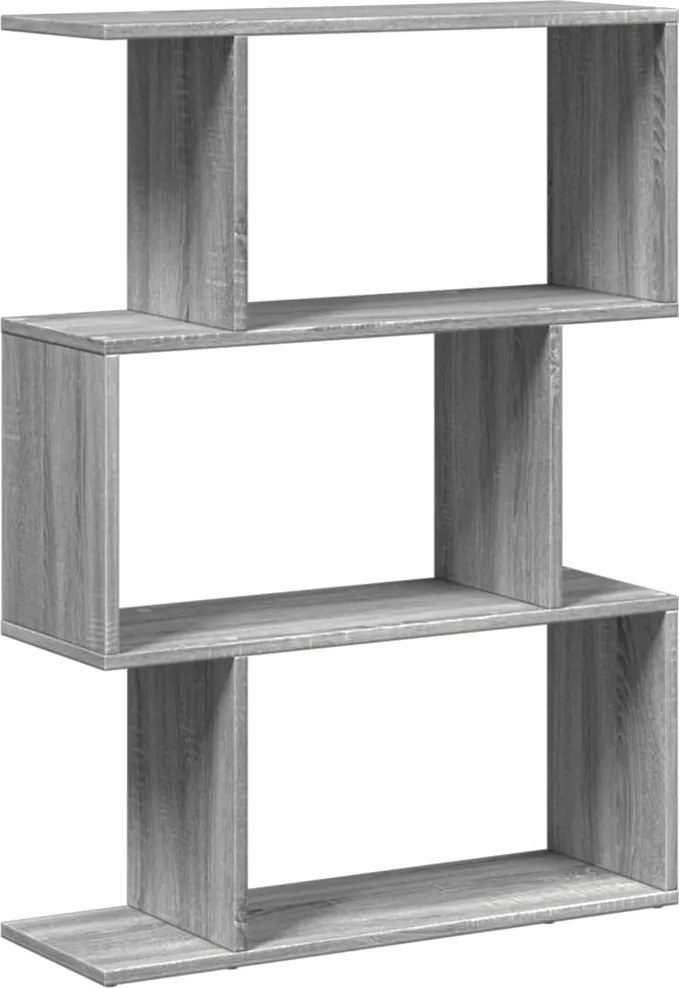 vidaXL 3 szintes szürke sonoma fa elválasztó könyvespolc 70x24x97 cm