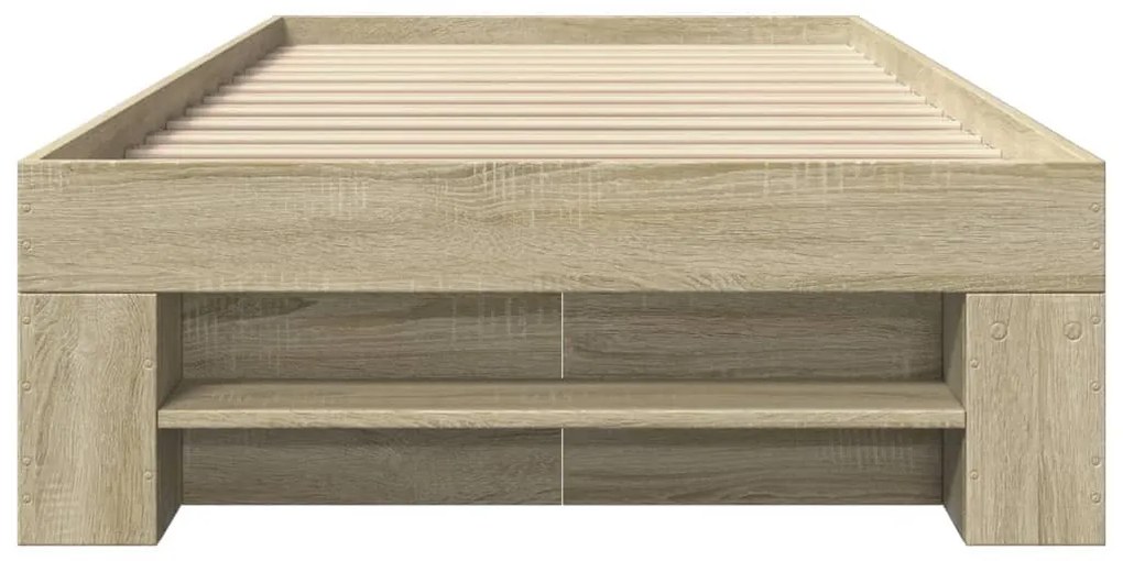 sonoma tölgy színű szerelt fa ágykeret matrac nélkül 75x190 cm