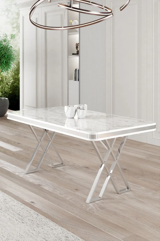 Vals - White Marble, Chrome