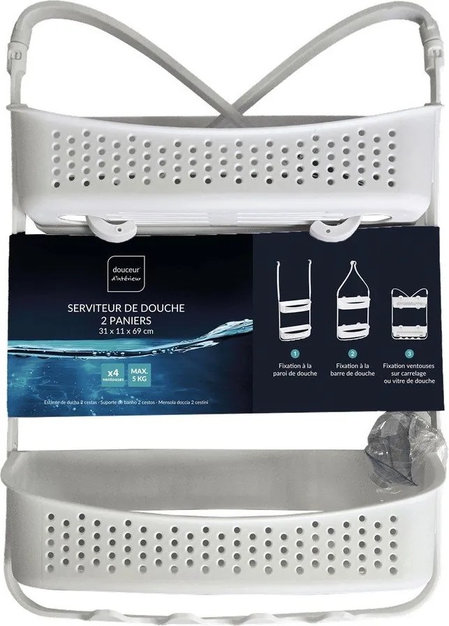 Matt fehér függő műanyag fürdőszobai polc Vesper – douceur d'intérieur