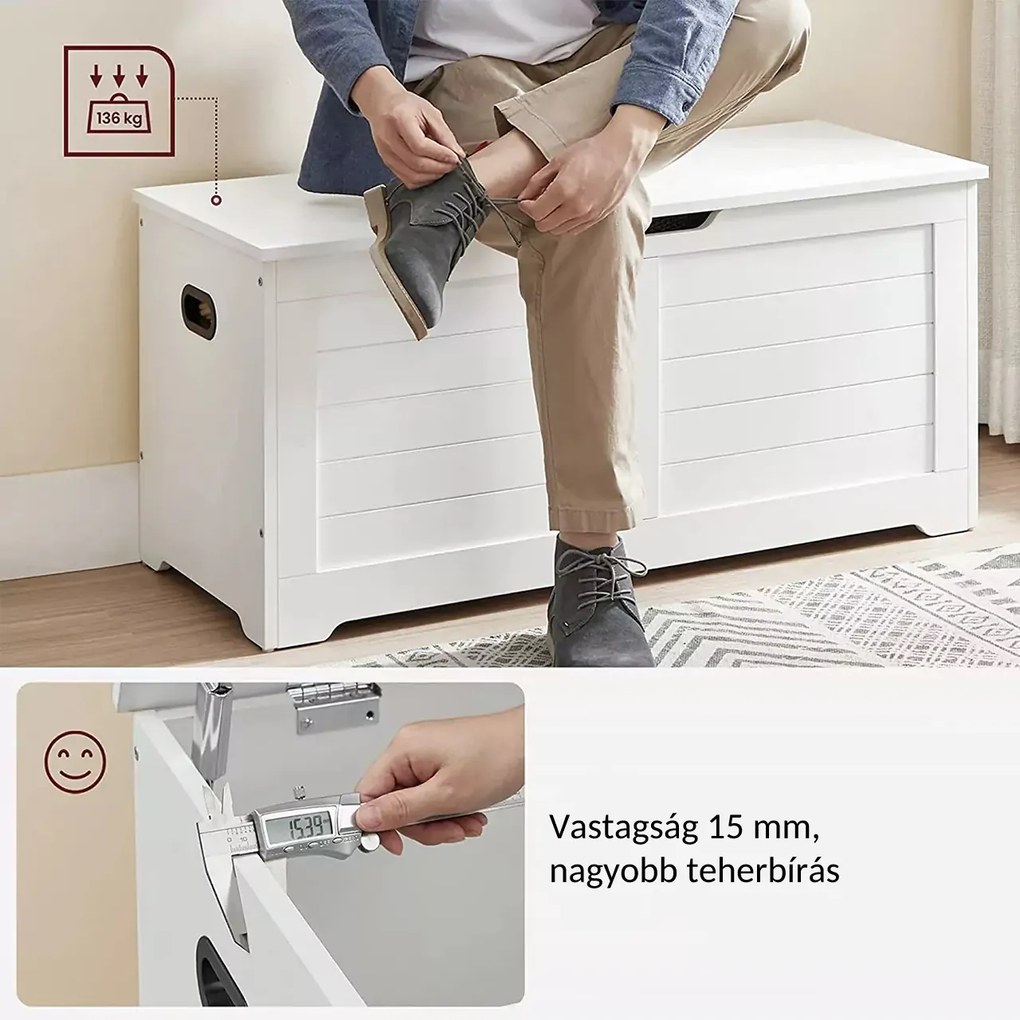 TANJA tárolópad, 100x40x46cm, fehér Vasagle