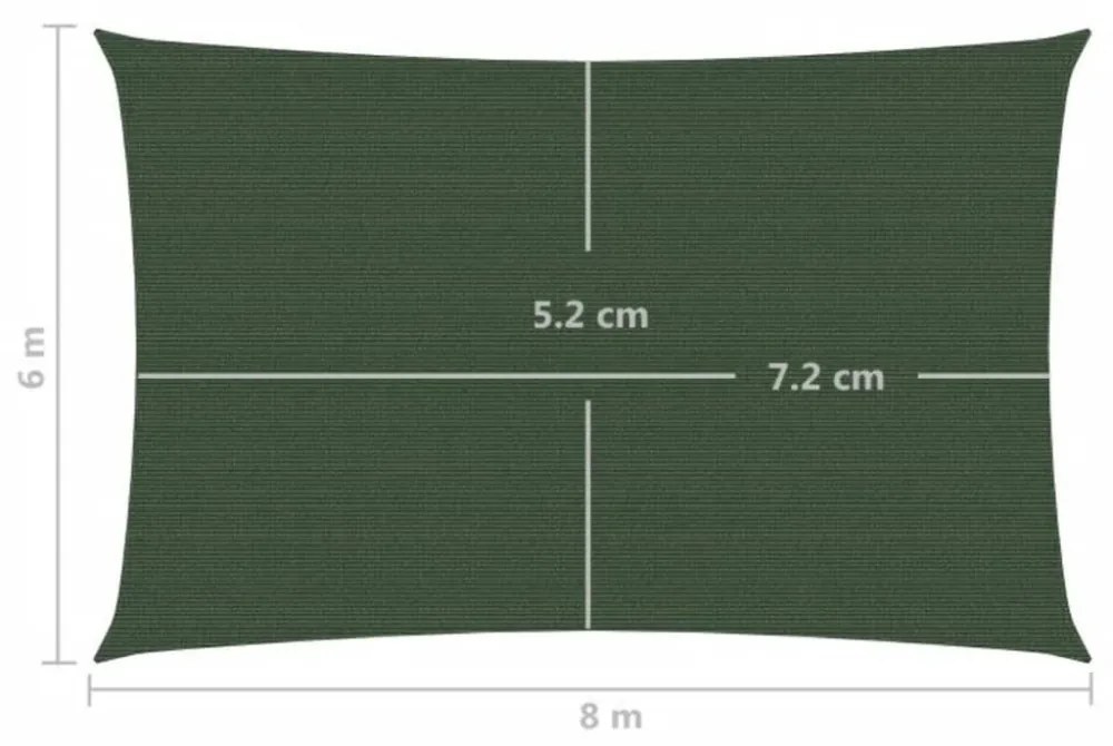 sötétzöld HDPE napvitorla 160 g/m² 6 x 8 m
