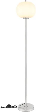 Globo 15345SNO Állólámpa fém nikkel matt, üveg fehér, lábkapcsoló a kábelben, ø: 300mm, M:1600mm, kábelhossz 1800mm, nem tartozék: 1x E27 60W 230V
