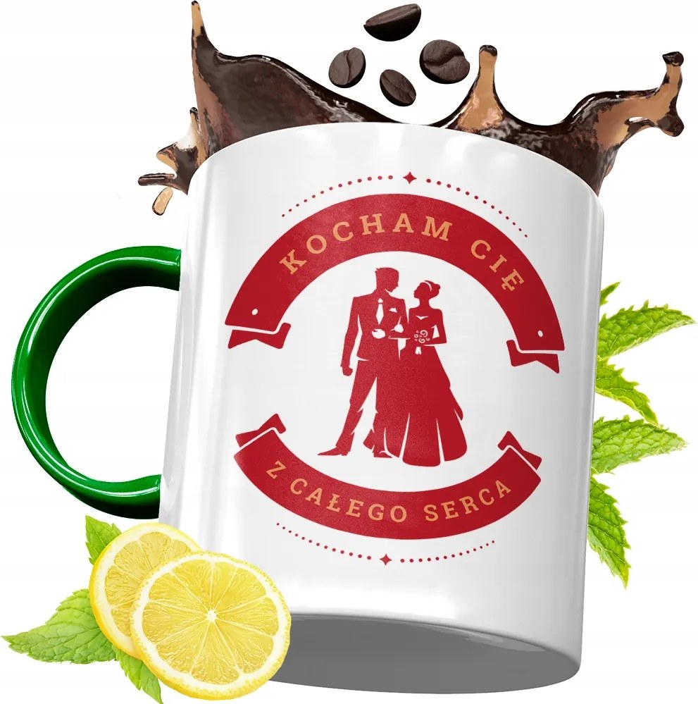 Zöld Bögre Valentin Napra Szerelmeseknek fényképes nyomtatással