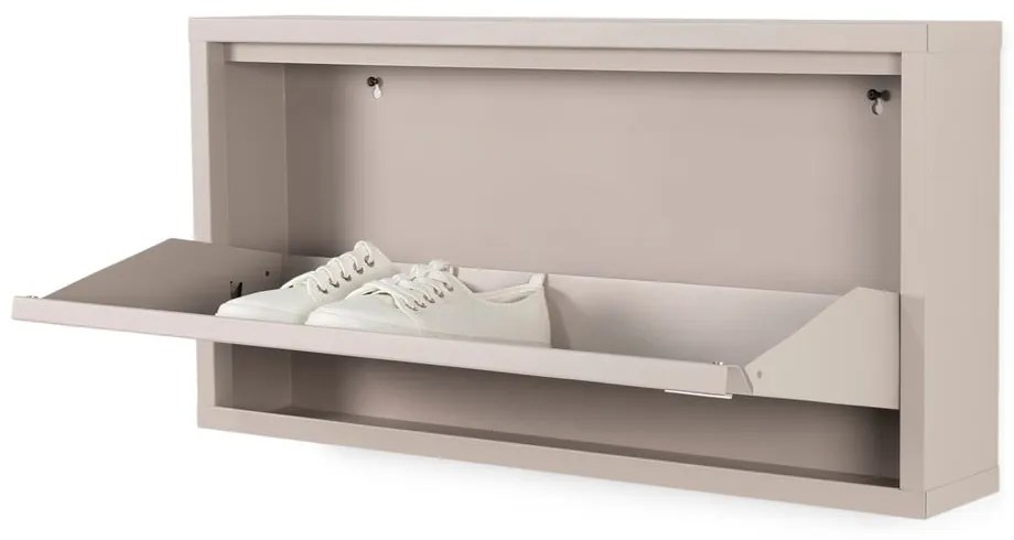 Szürkésbarna fém billenő ajtós cipőtartó 75x37,5x12,5 cm Billy – Spinder Design