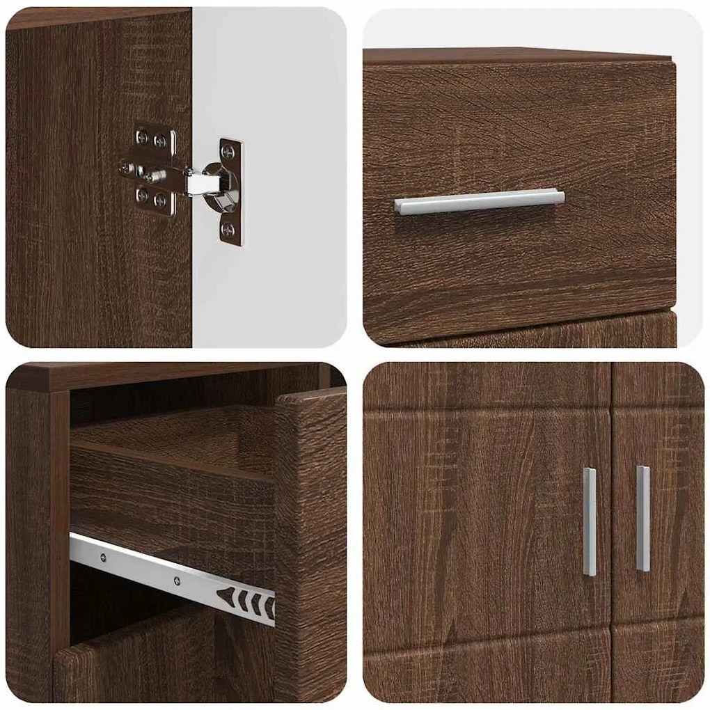 Széf fiókkal tárolóval barna tölgy 88.5 x 30.5 x 73 cm Faanyag