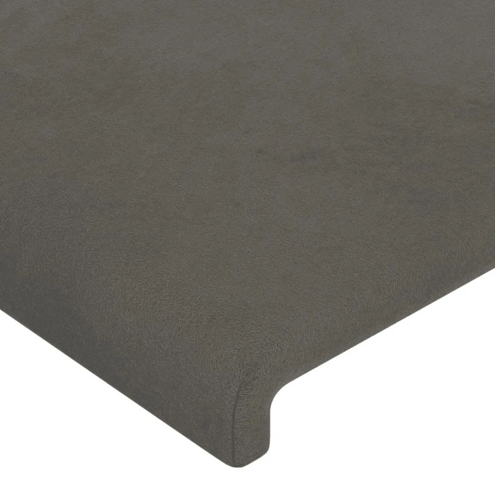 sötétszürke bársony LED-es fejtámla 183x16x118/128 cm